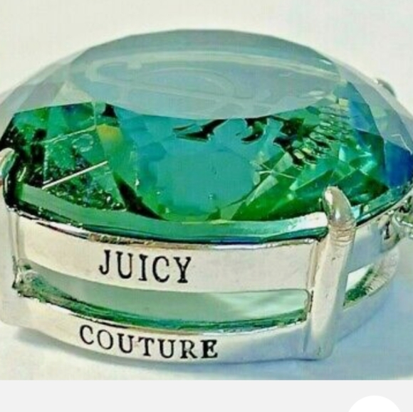 Juicy Couture Engraved Solitaire Sea Blue Green Jumbo Faceted Crystal NWT - Picture 12 of 12
